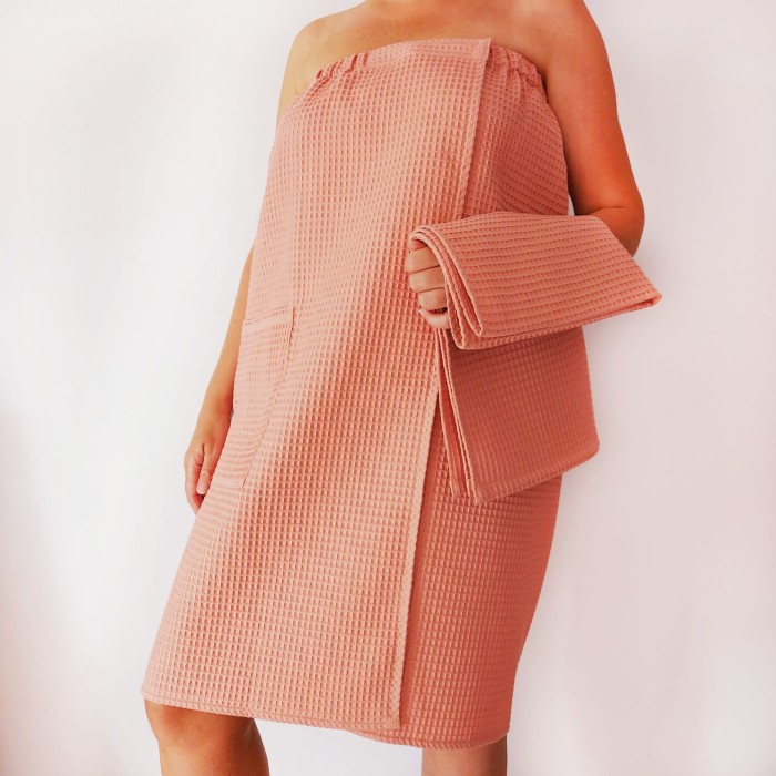 Zestaw do sauny pareo + ręcznik, Morelowy | LINENCHARM