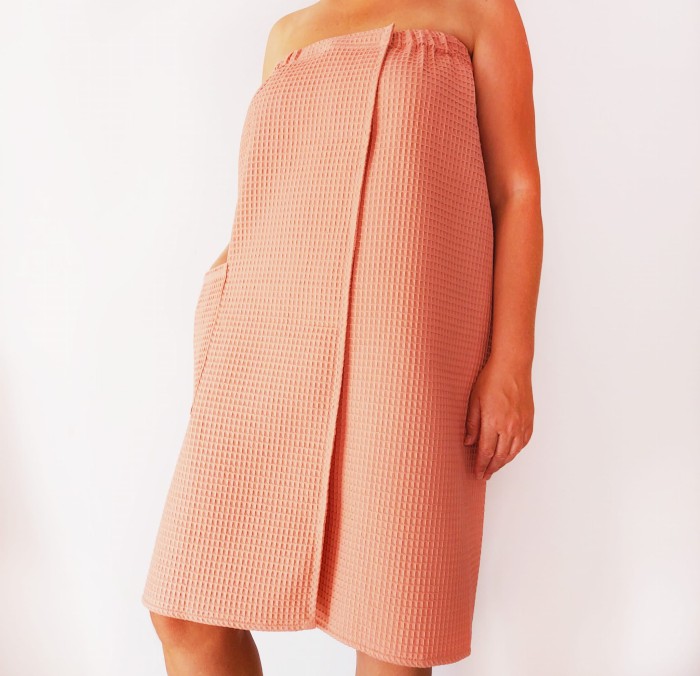 Pareo do sauny wafel bawełna 100% Brzoskwiniowy | LINENCHARM