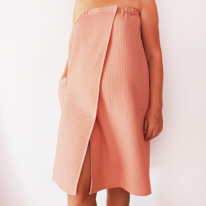 Pareo do sauny wafel bawełna 100% Brzoskwiniowy | LINENCHARM