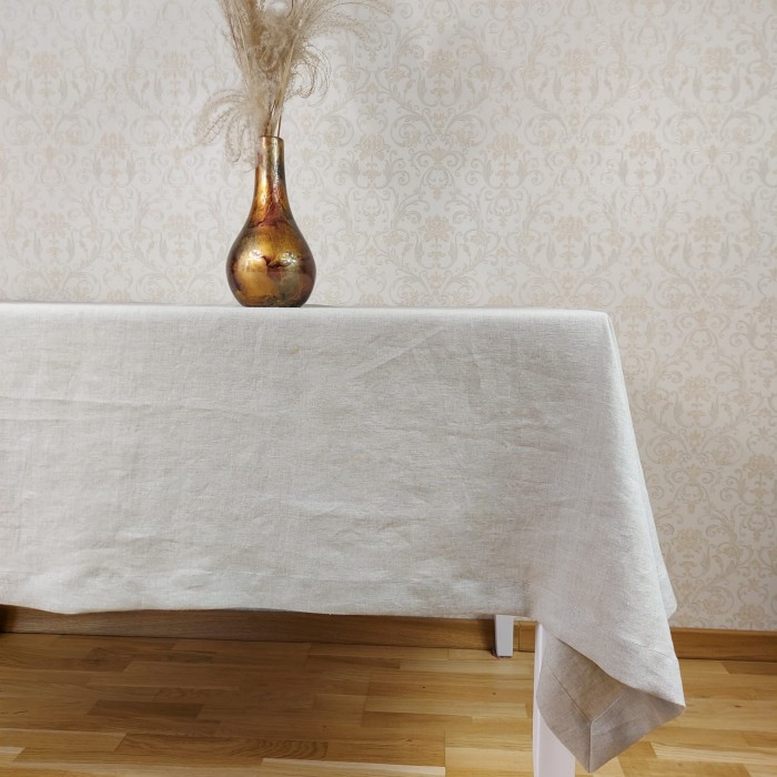 Stonewashed natural linen tablecloth