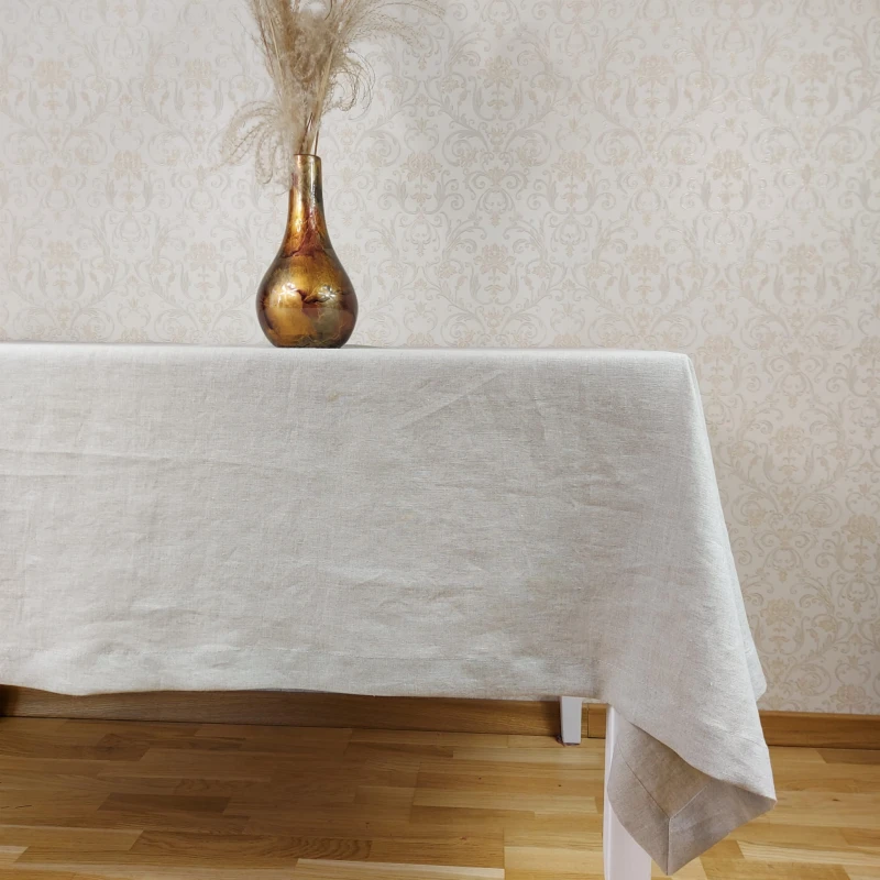 Stonewashed natural linen tablecloth