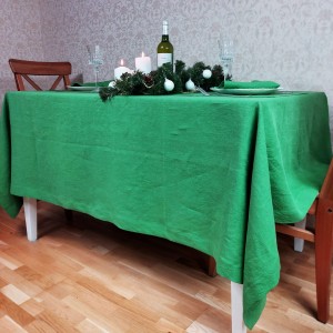 Lniany obrus zielony stonewashed