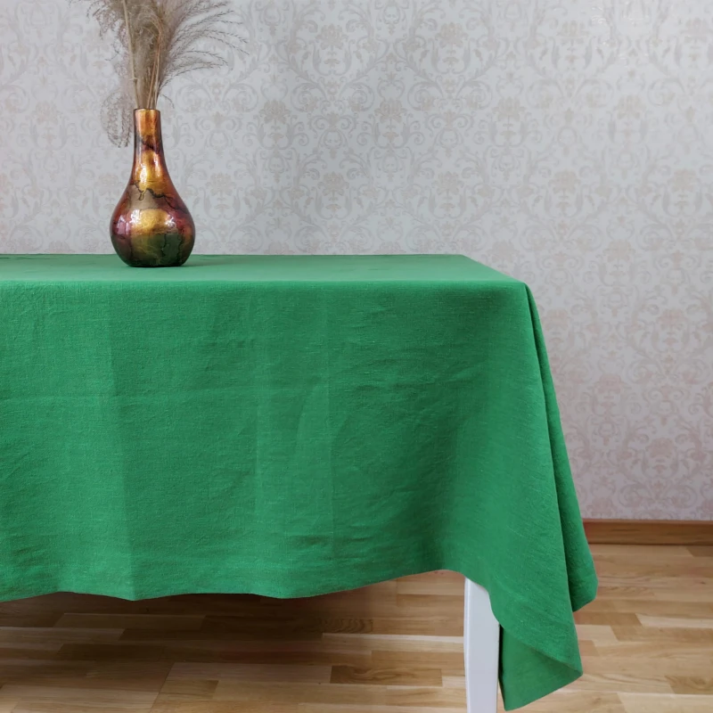 Lniany obrus zielony stonewashed