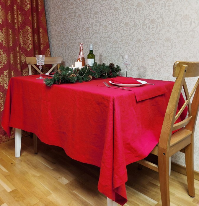 Lniany obrus czerwony 250g/mb LINENCHARM