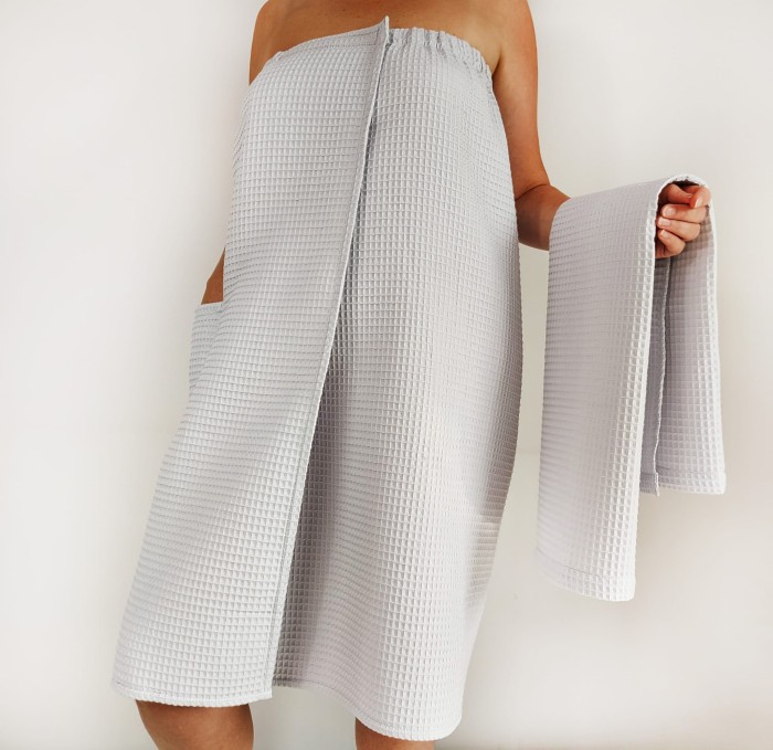 Zestaw do sauny pareo + ręcznik, Jasno Szary | LINENCHARM