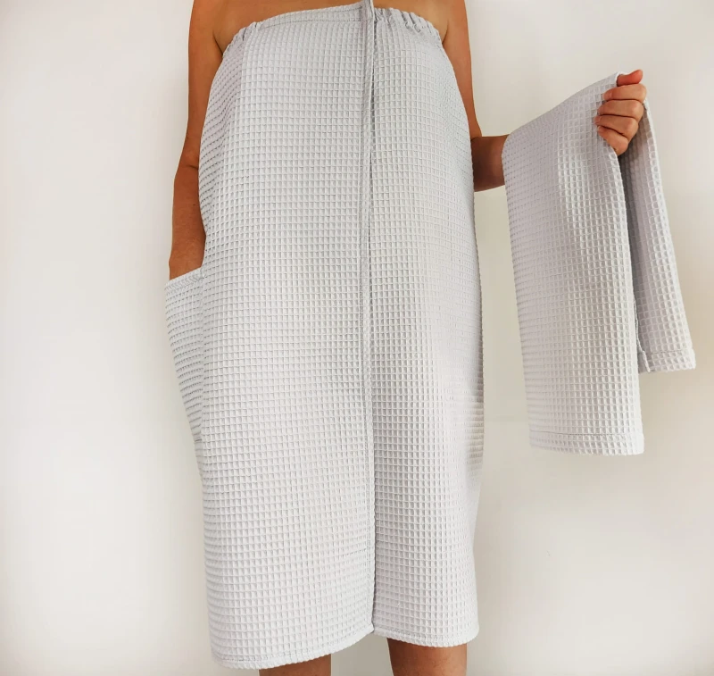 Zestaw do sauny pareo + ręcznik, Jasno Szary | LINENCHARM