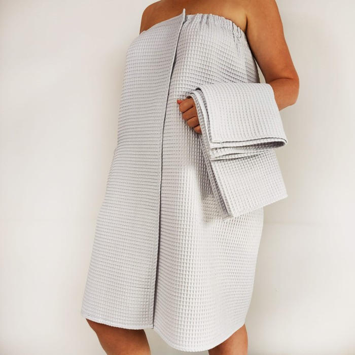 Zestaw do sauny pareo + ręcznik, Jasno Szary | LINENCHARM