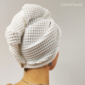 Turban na głowę, Biały | LINENCHARM