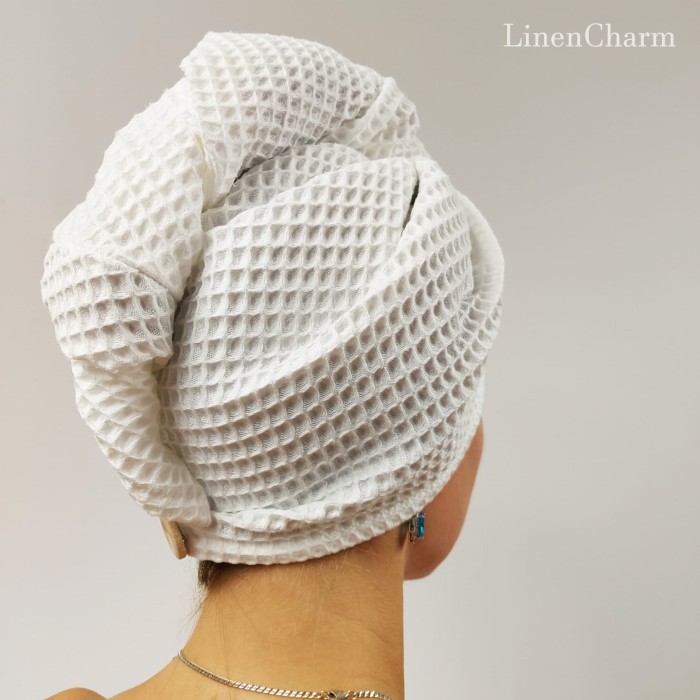 Turban na głowę, Biały | LINENCHARM