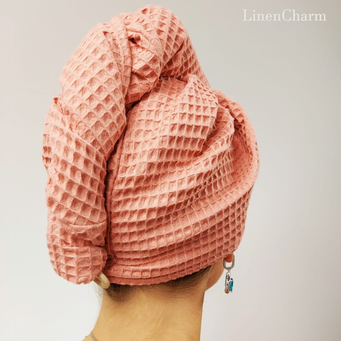 Turban na głowę, Morelowy | LINENCHARM