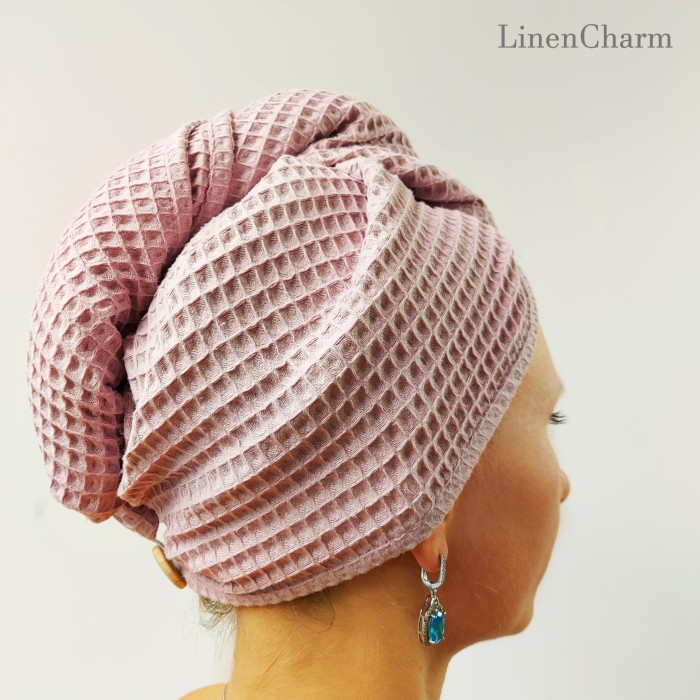 Turban na głowę, Lawendowy | LINENCHARM