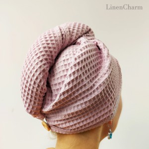 Turban na głowę, Lawendowy | LINENCHARM