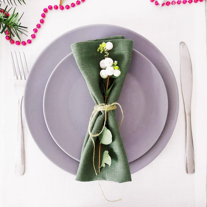 Lniana Serwetka Ciemnozielona