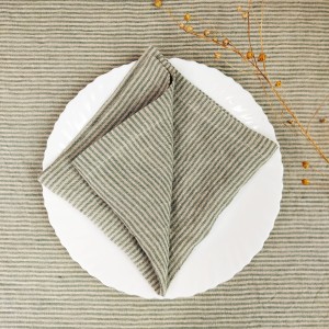 Lniana Serwetka w Zielone Paski