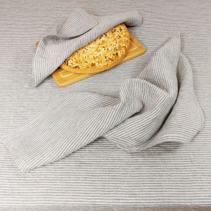 Lniana Serwetka w Zielone Paski