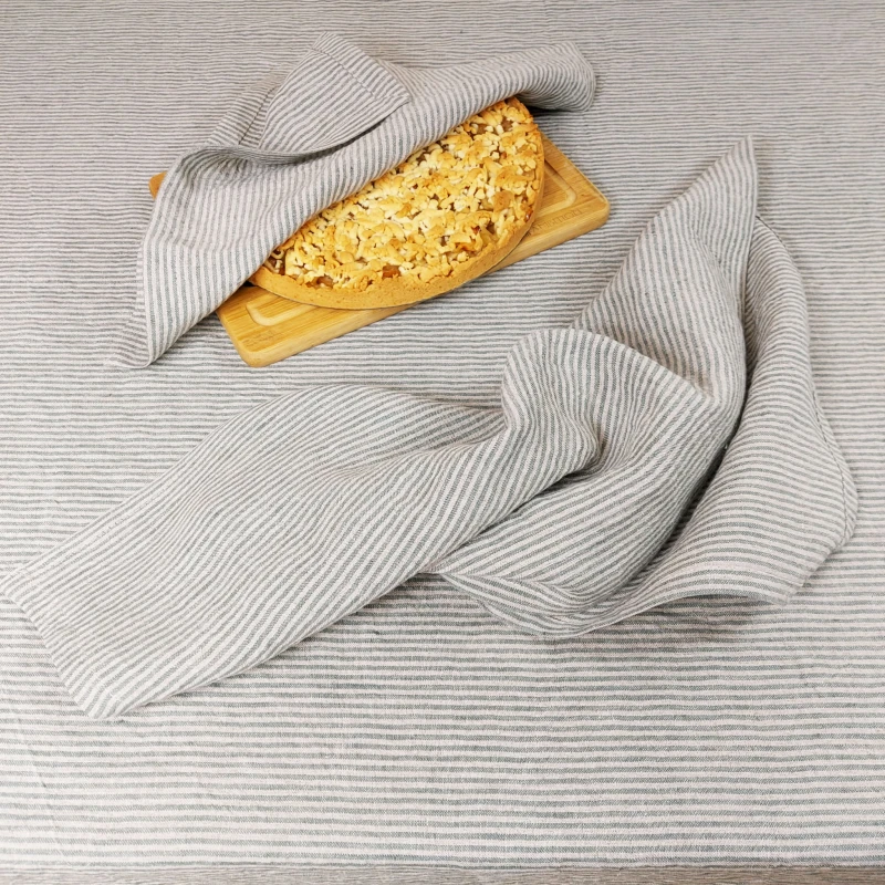 Lniana Serwetka w Zielone Paski