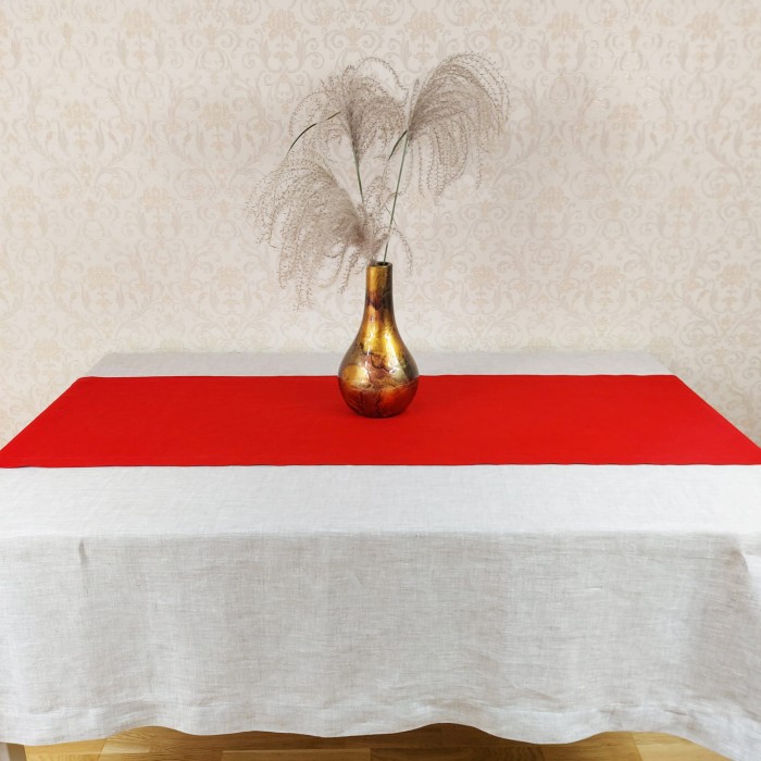 Lniany Bieżniki Czerwony