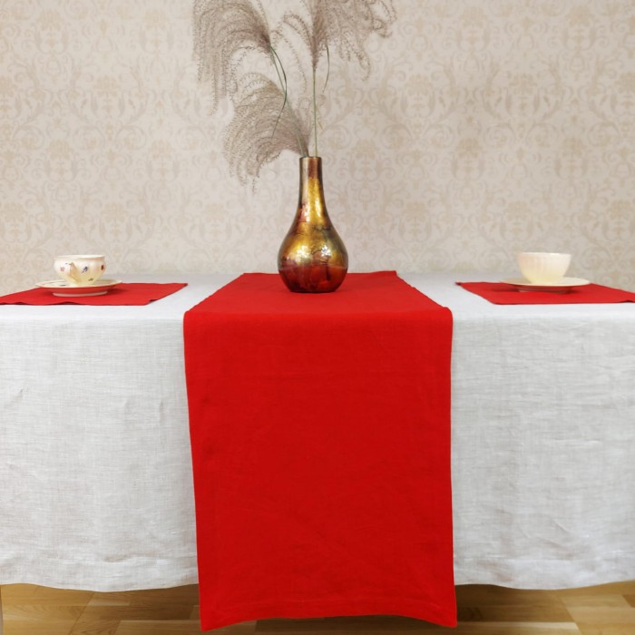 Lniany Bieżniki Czerwony