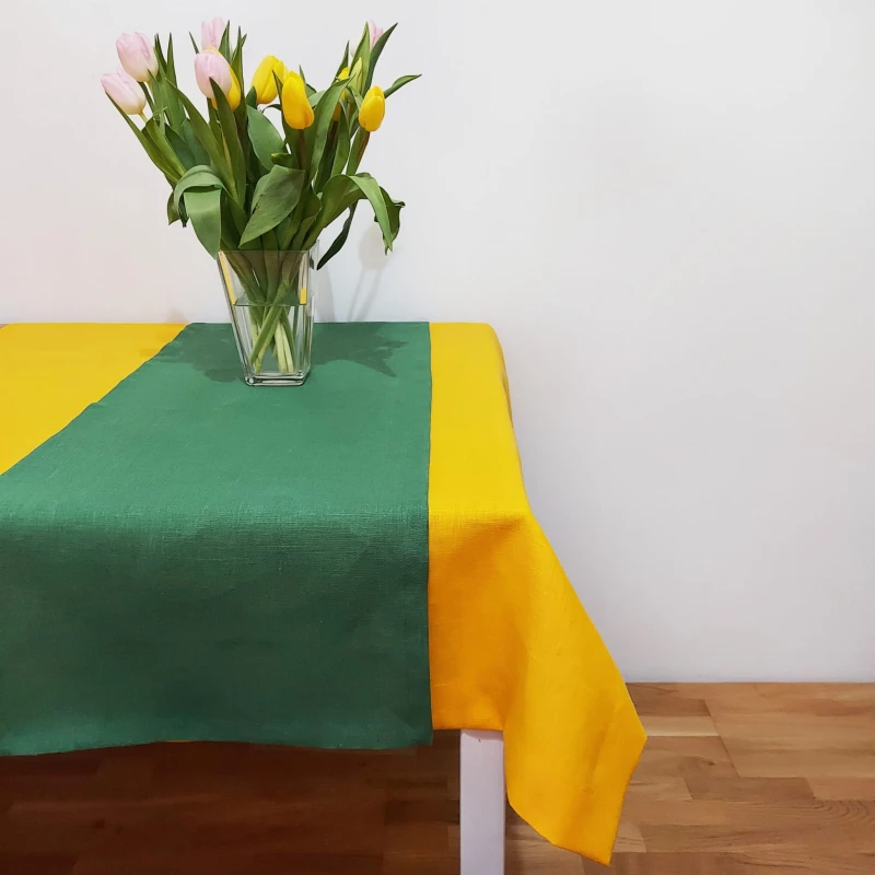 Lniany Bieżnik Zielony