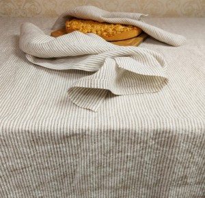 Beige Stonewashed Linen striped tablecloth Linencharm.jpg