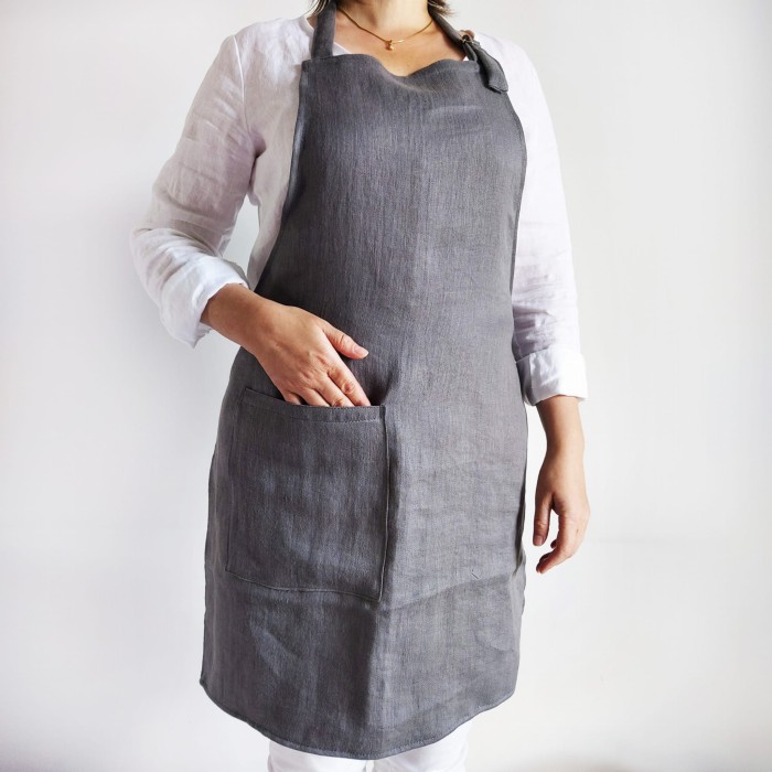 Fartuch lniany szary