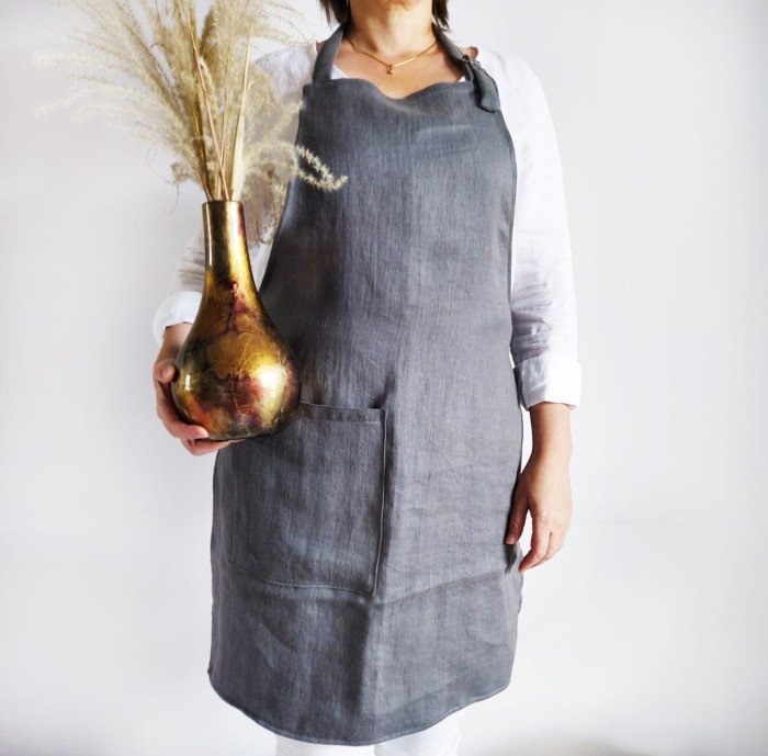 Fartuch lniany szary