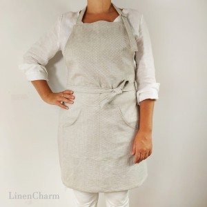 Fartuch lniano - bawełniany naturalny
