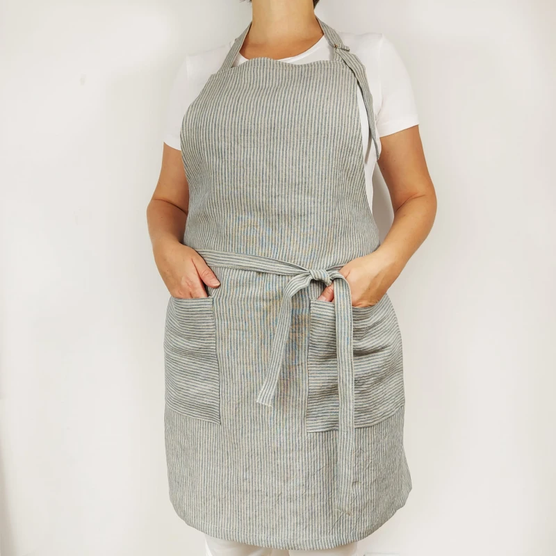 Fartuch lniany z kieszeniami