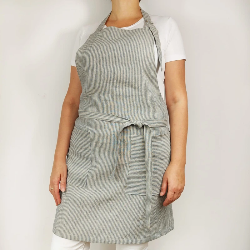 Fartuch lniany z kieszeniami