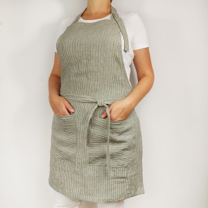 Fartuch lniany z kieszeniami