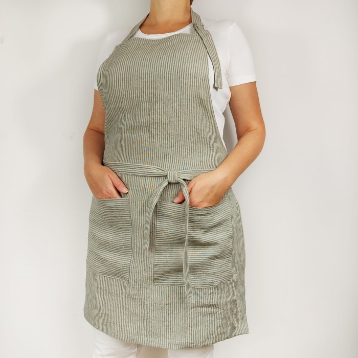 Fartuch lniany z kieszeniami