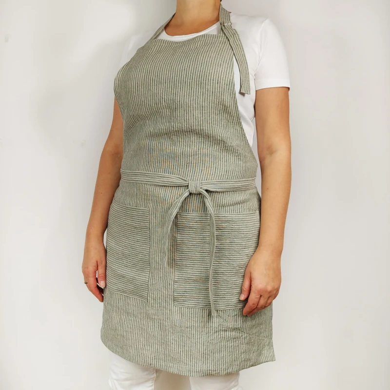 Fartuch lniany z kieszeniami