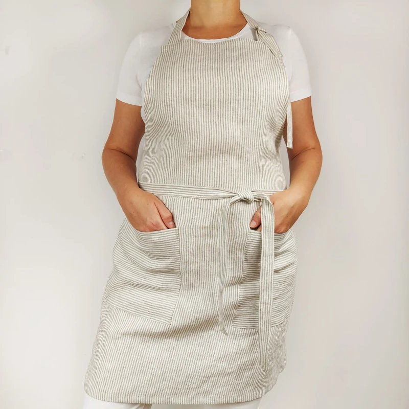 Fartuch lniany z kieszeniami