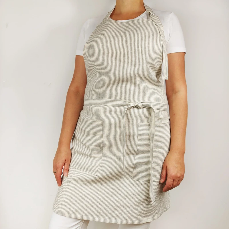 Fartuch lniany z kieszeniami