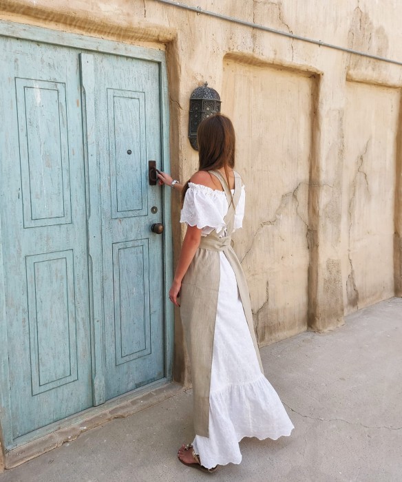 Fartuch kuchenny, lniana zapaska kuchenna