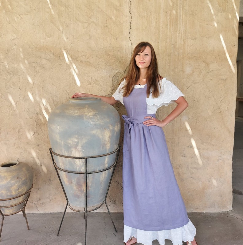 Zapaska lniana, fartuch kuchenny damski