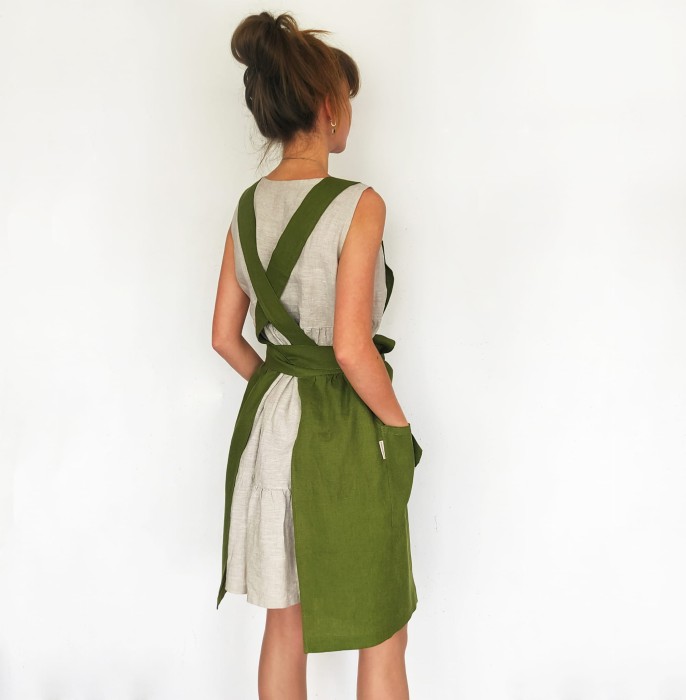 Lniana zapaska, fartuszek lniany, fartuch kuchenny