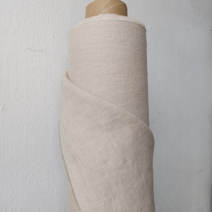 Tkanina Lniana , len beżowy