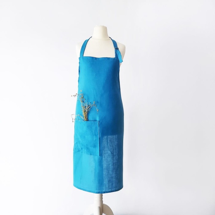 Fartuch lniany turkusowy 60 x 80 cm | LINENCHARM