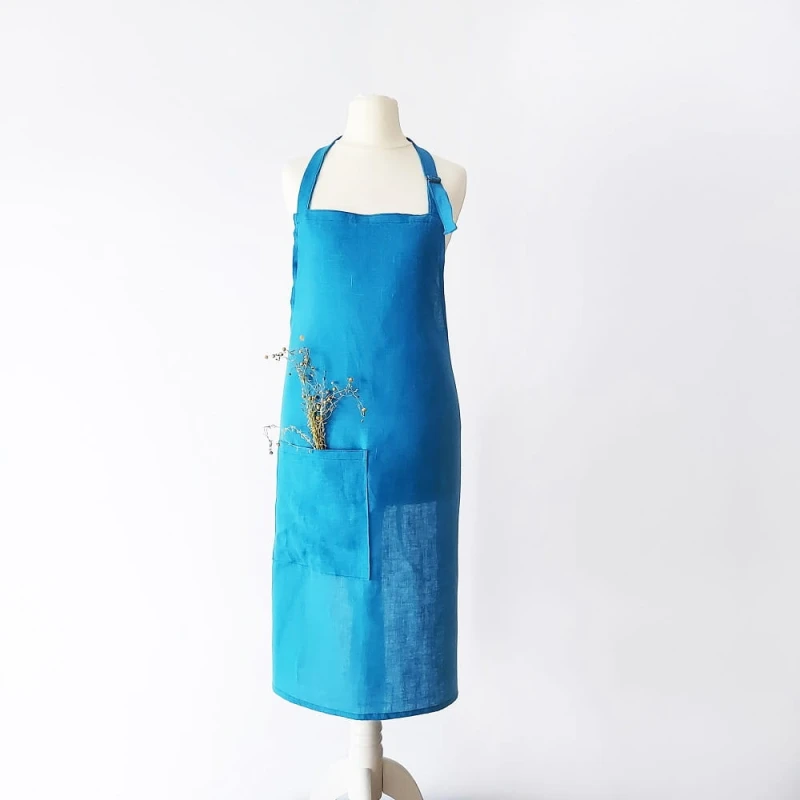 Fartuch lniany turkusowy 60 x 80 cm | LINENCHARM