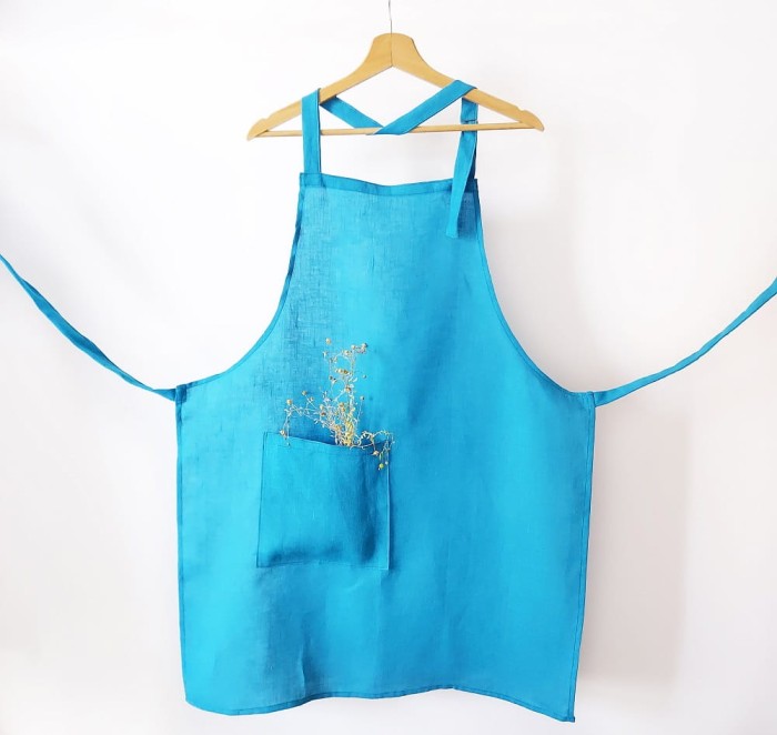 Fartuch lniany turkusowy 60 x 80 cm | LINENCHARM