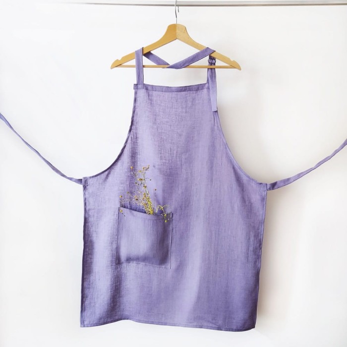 Fartuch lniany lawendowy 60 x 80 cm | LINENCHARM