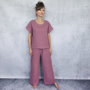Komplet muślinowy luźne spodnie + bluza