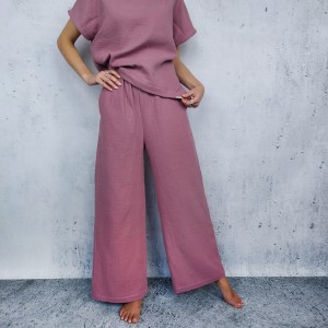 Komplet muślinowy luźne spodnie + bluza