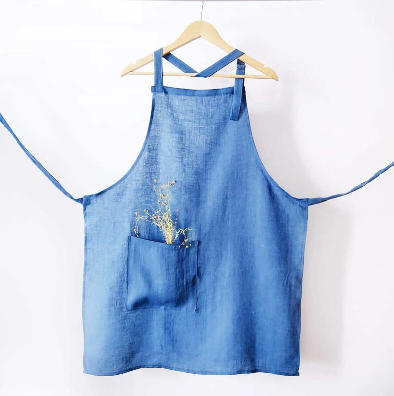 Fartuch lniany niebieski 60 x 80 cm | LINENCHARM