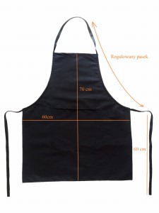 Bawełniany fartuch czarny z kieszonką LINENCHARM
