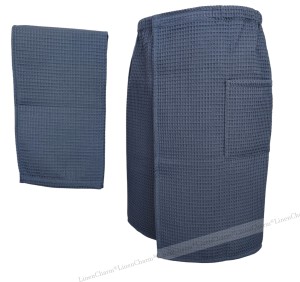 Sauna set towel wrap for men, anthracite color, LinenCharm 02.jpg