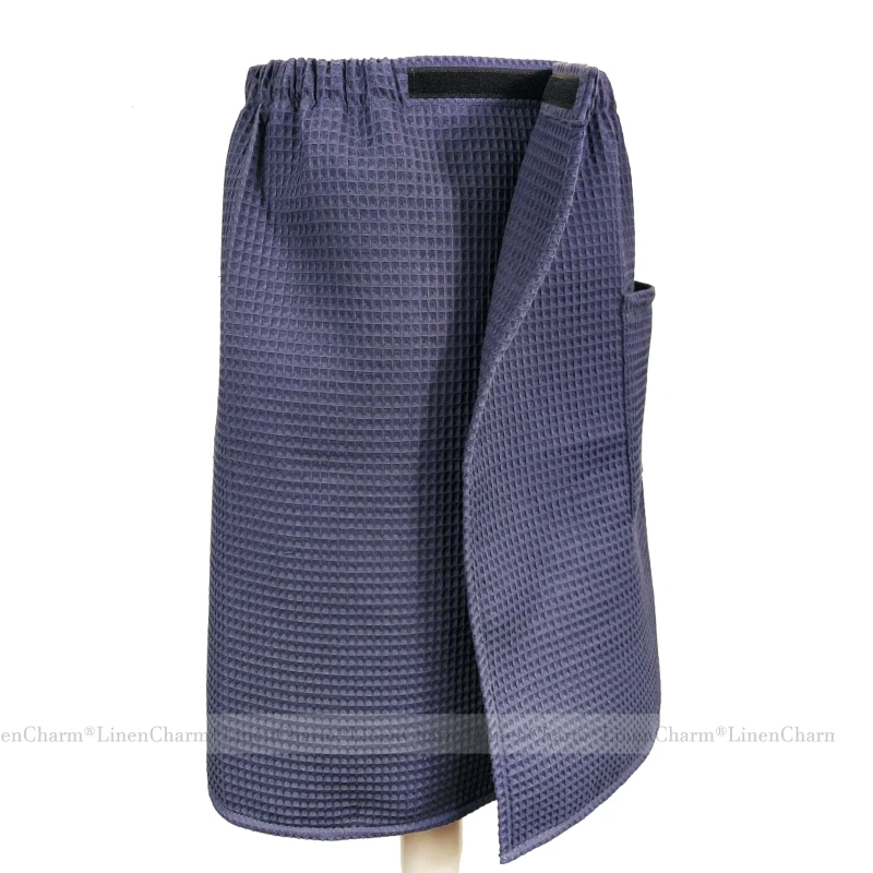 Sauna towel wrap for men, anthracite color, LinenCharm.jpg