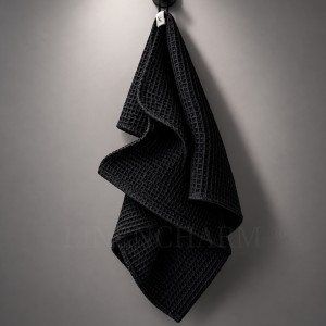 Hand towel black cotton waffle.jpg