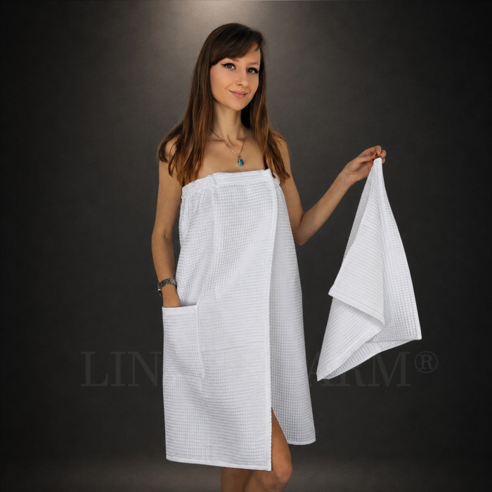 White sauna set women cotton LinenCharm 01.jpg